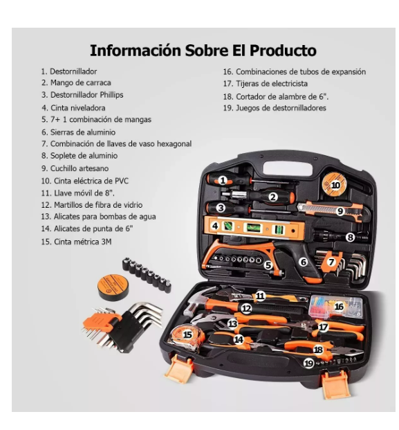 Foto 4 pulgar | Juego Herramientas Set Mecánicas Reparación Doméstica 106pcs