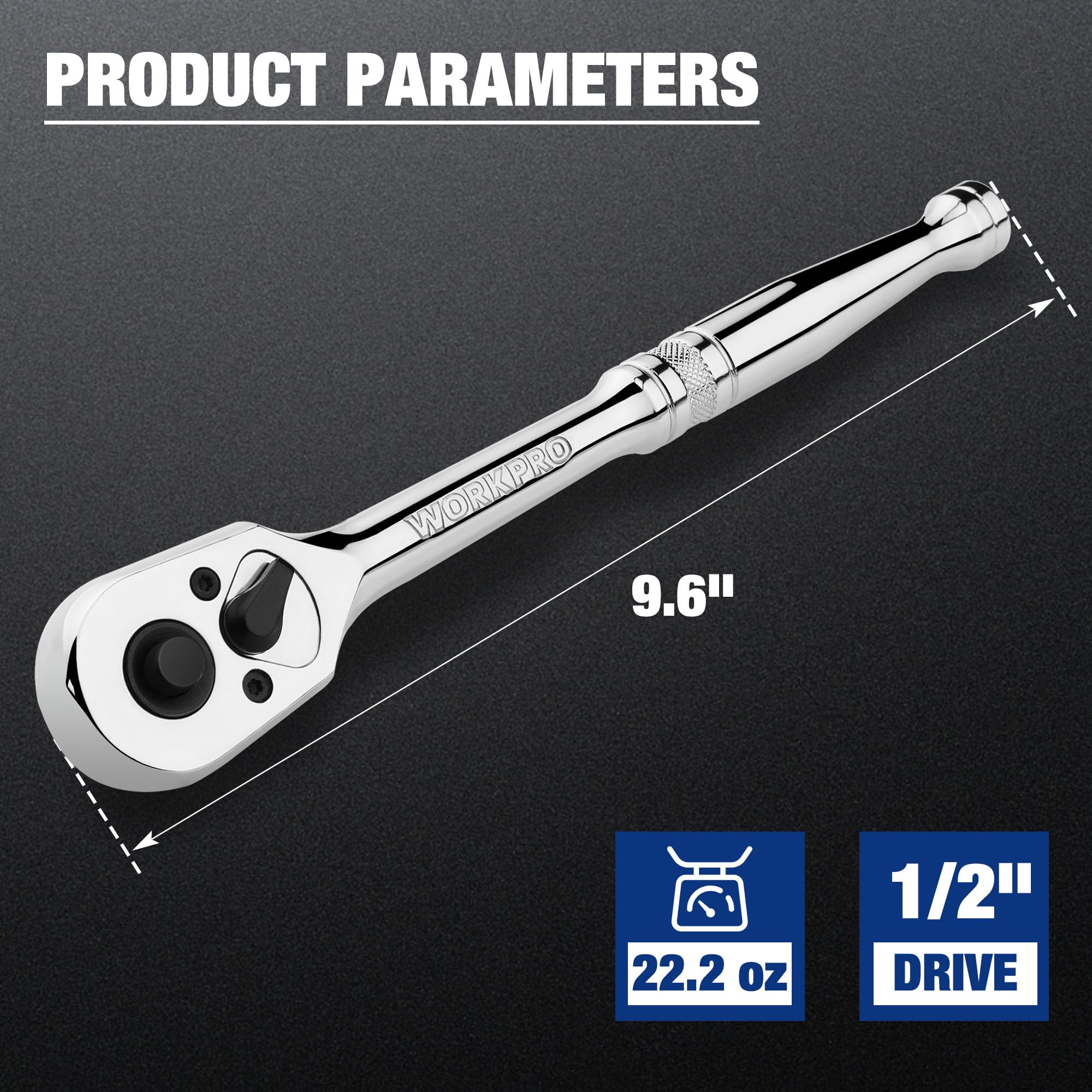 Foto 3 pulgar | Llave De Trinquete Workpro, Accionamiento De 1/2 Pulgada, 72 Dientes, Aleación Cromada - Venta Internacional.