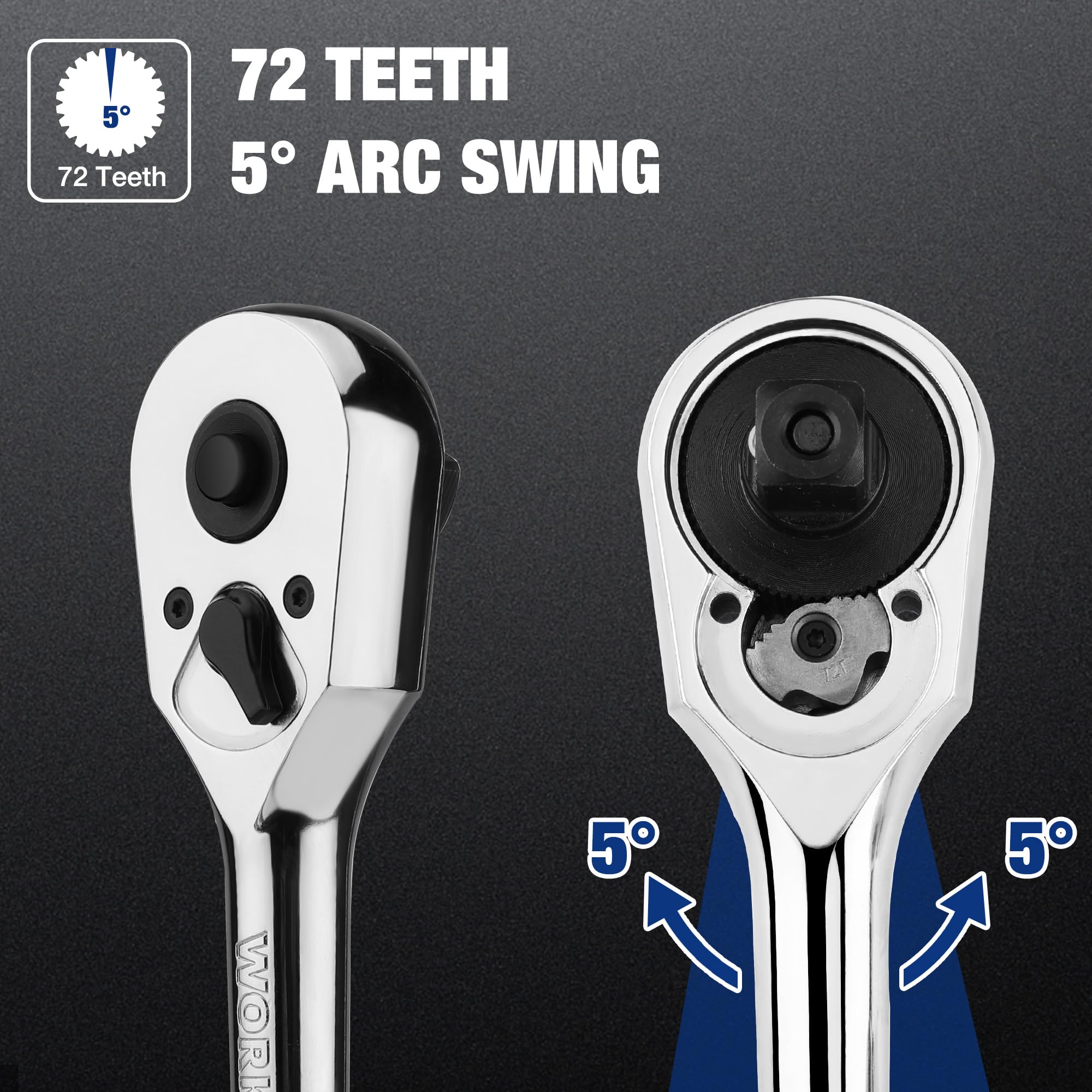 Foto 5 pulgar | Llave De Trinquete Workpro, Accionamiento 3/8, 72 Dientes, Aleación Cromada - Venta Internacional.