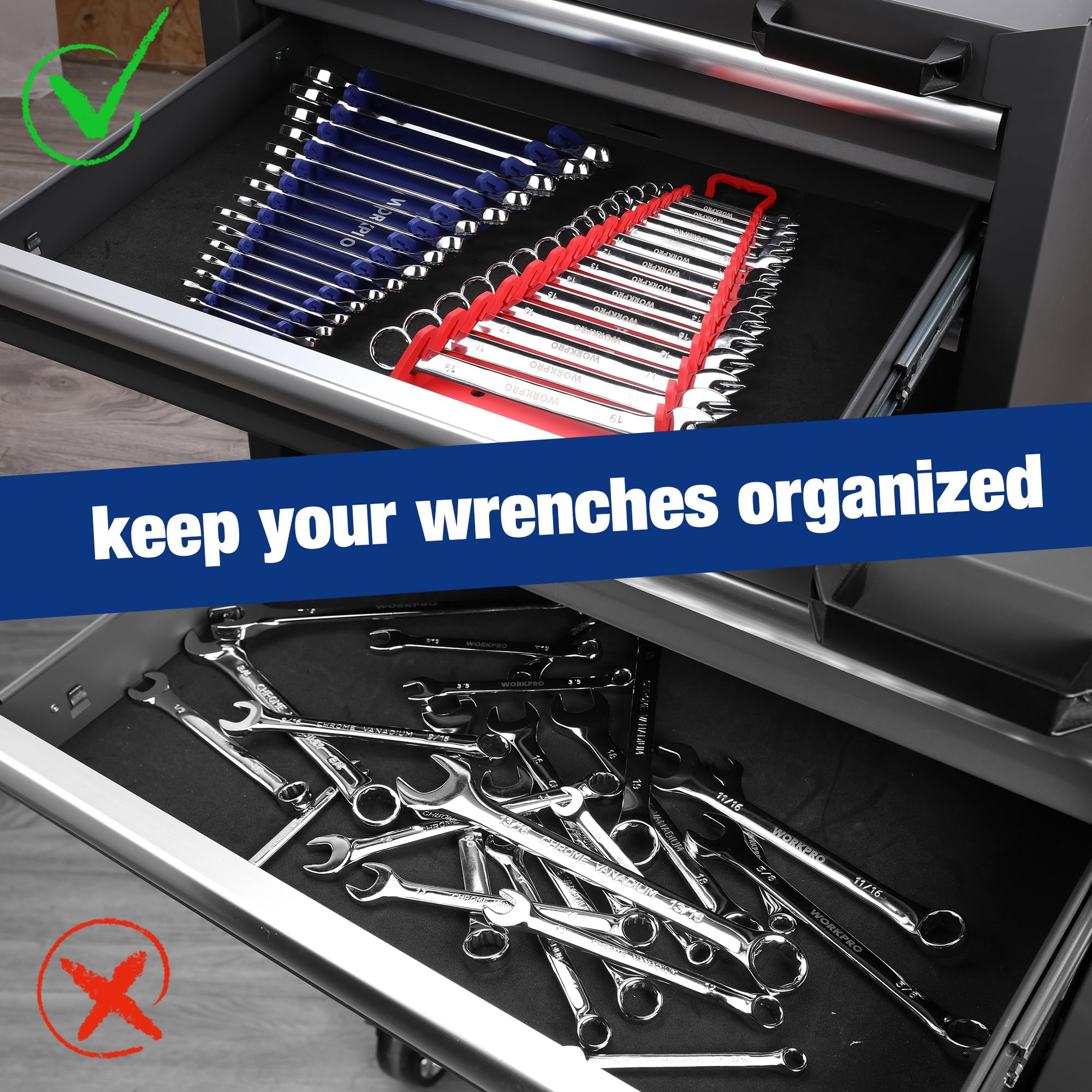 Foto 7 pulgar | Organizador De Llaves Workpro Magnético De 15 Ranuras Para Caja De Herramientas, Paquete De 2 - Venta Internacional.