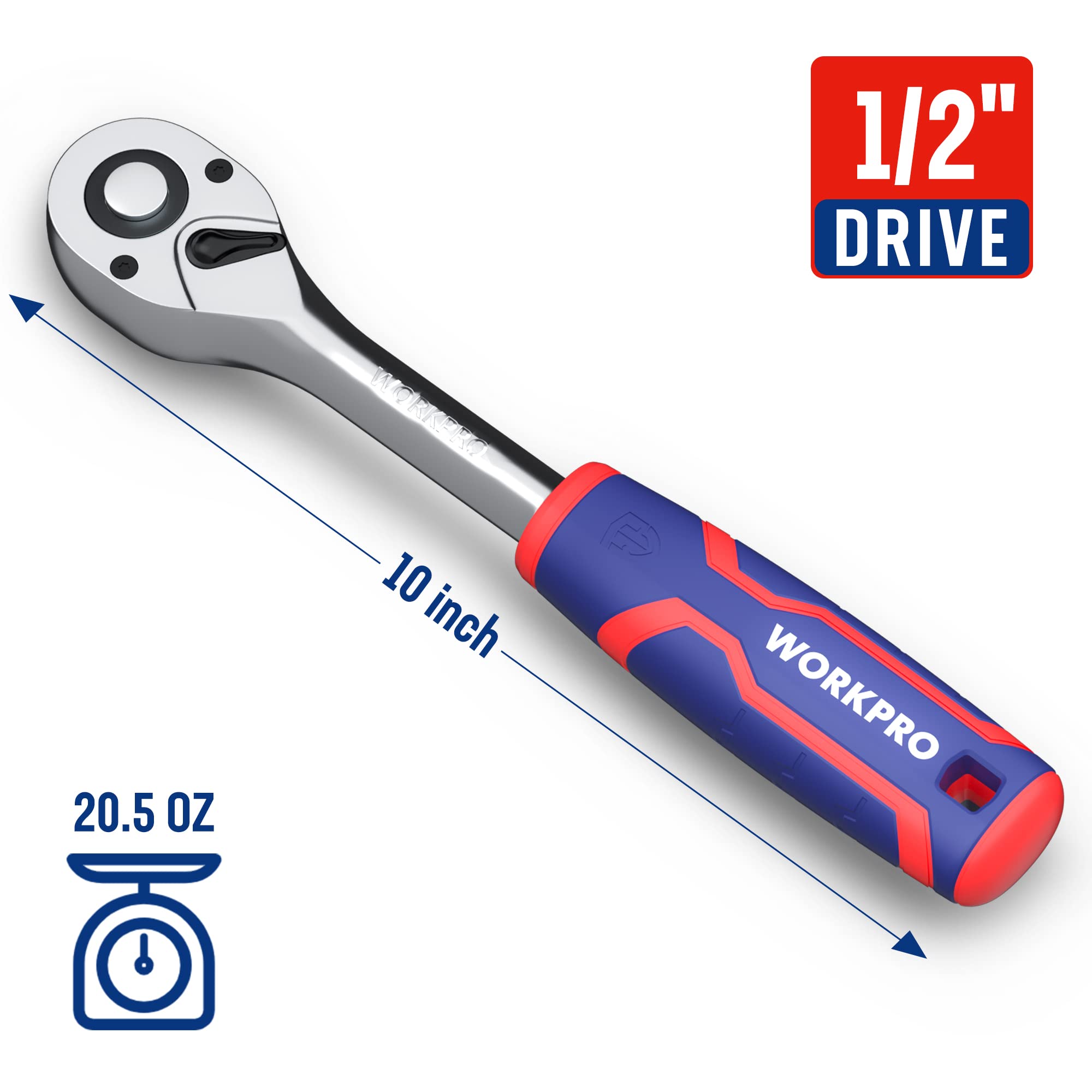 Foto 3 pulgar | Llave De Trinquete Workpro Con Accionamiento De 1/2 Pulgada, 72 Dientes, Reversible, Cr-mo - Venta Internacional.