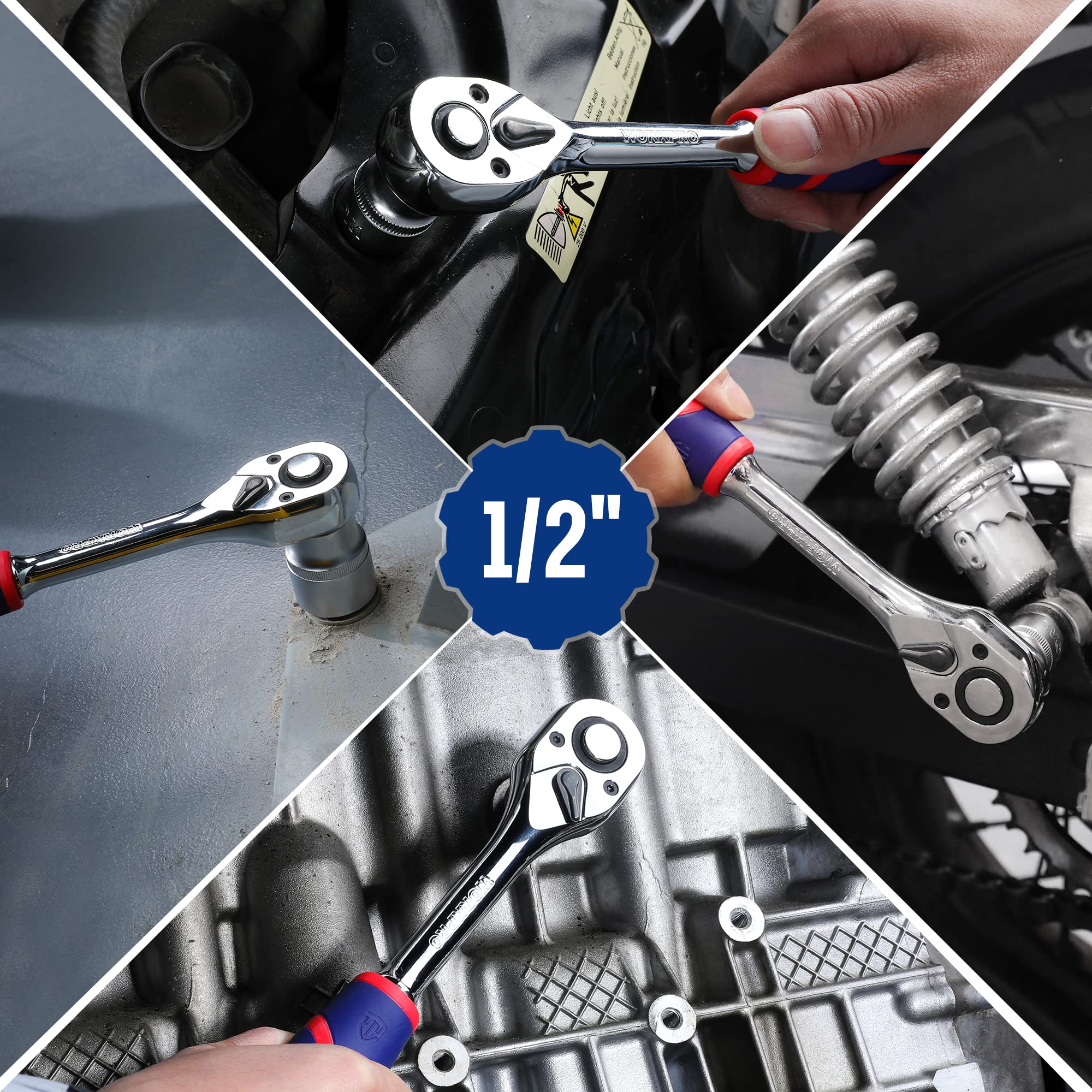 Foto 7 | Llave De Trinquete Workpro Con Accionamiento De 1/2 Pulgada, 72 Dientes, Reversible, Cr-mo - Venta Internacional.