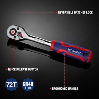 Foto 2 | Juego De Llaves De Trinquete Workpro De 3 Piezas Con Accionamiento De 1/4, 3/8 Y 1/2 - Venta Internacional.