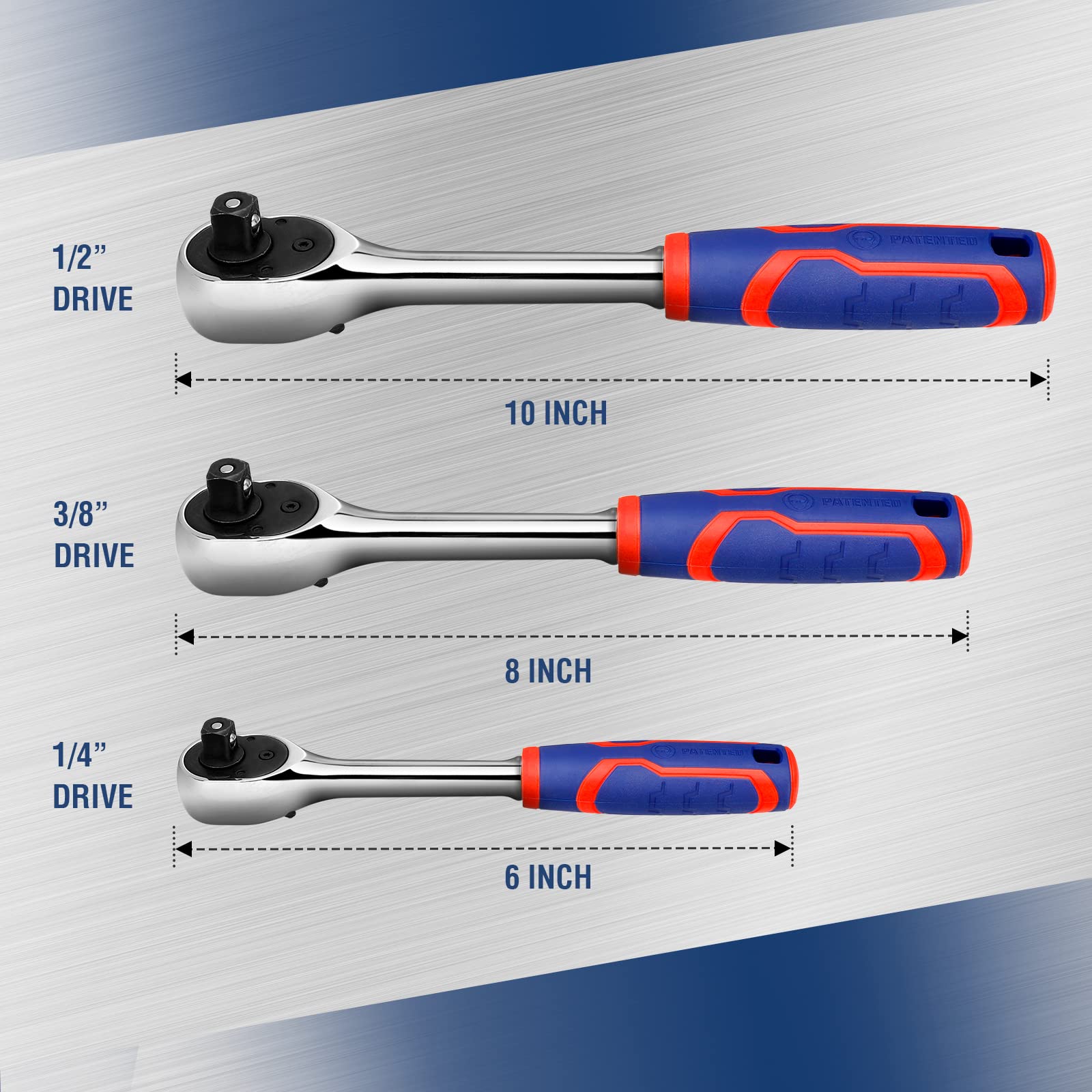 Foto 4 pulgar | Juego De Llaves De Trinquete Workpro De 3 Piezas Con Accionamiento De 1/4, 3/8 Y 1/2 - Venta Internacional.