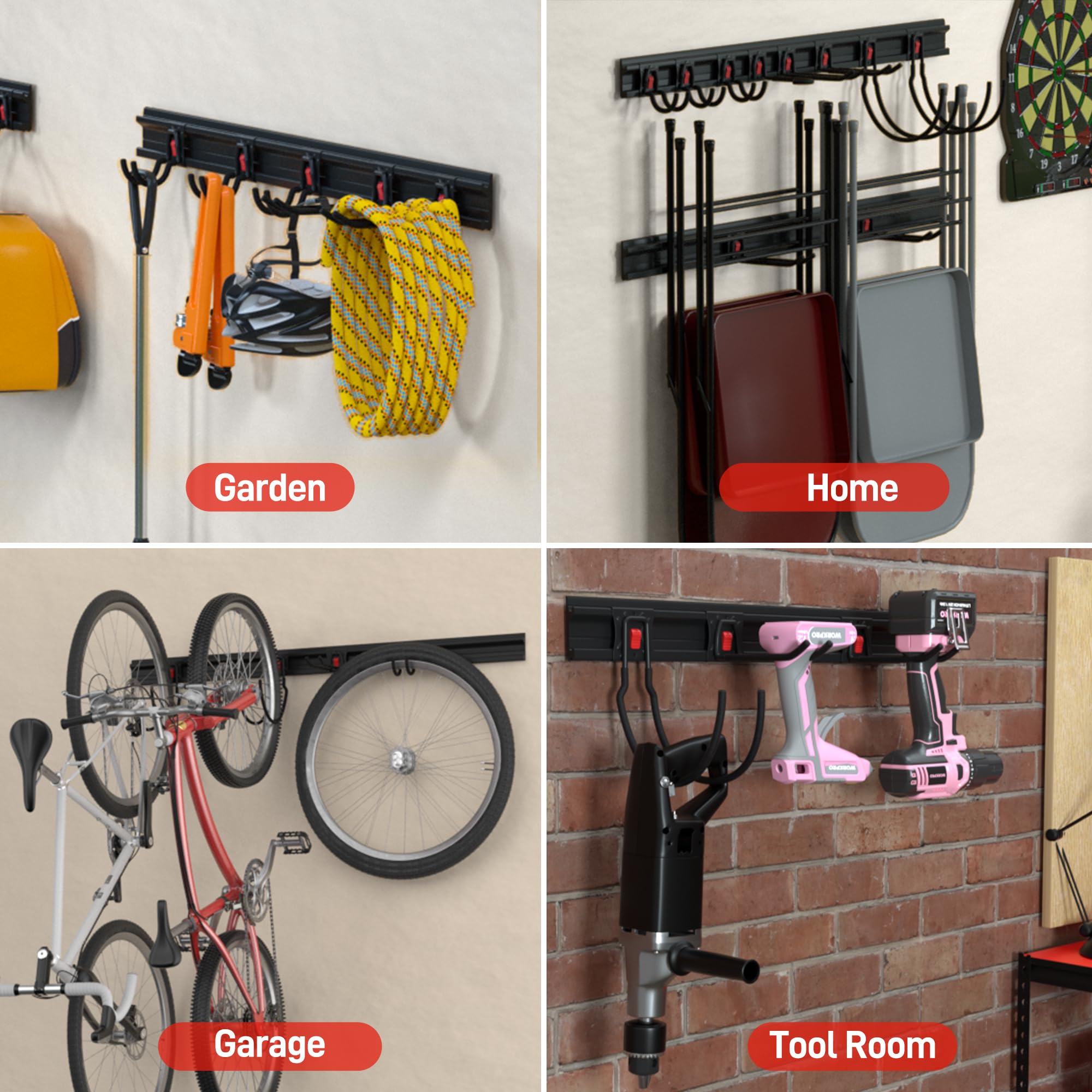 Foto 7 pulgar | Organizador De Herramientas De Garaje, Soporte De Pared Workpro, 64 Pulgadas, 4 Rieles - Venta Internacional.