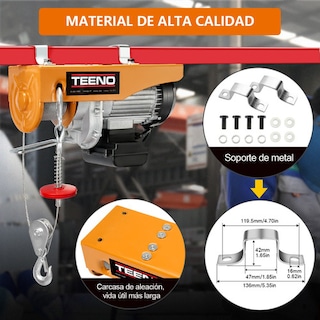 Foto 5 | Polipasto Eléctrico Teeno De Carga De 400/800kg, 20 M, 110v