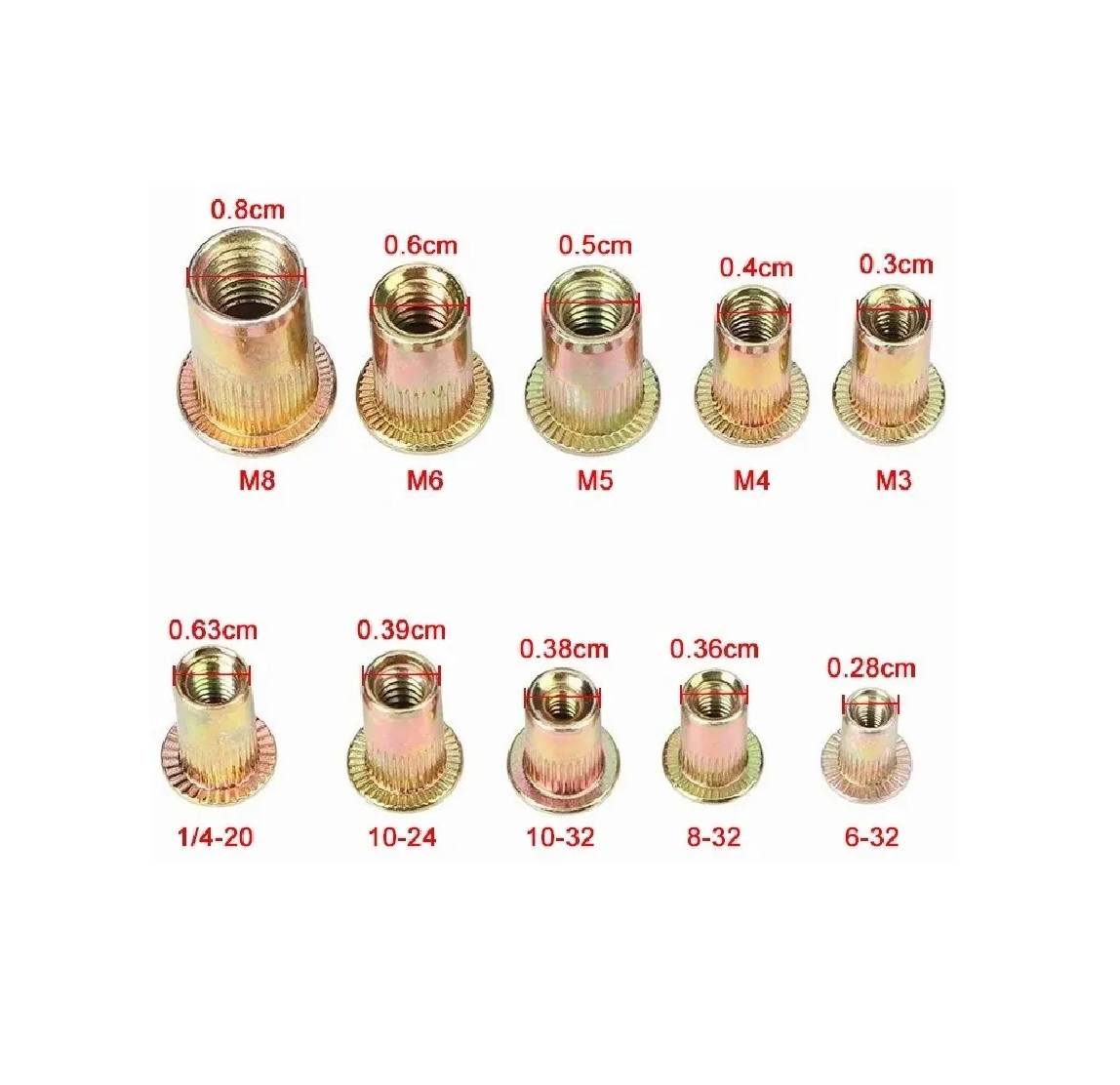 Foto 4 pulgar | Kit Tuerca De Remache M3 M4 M5 M6 M8 Eo Safe Imports Esi-1720-1 Cobre