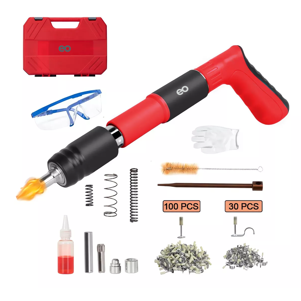 Foto 3 pulgar | Kit Pistola de Clavos 140 Piezas Eo Safe Imports Esi-11533-1 Rojo