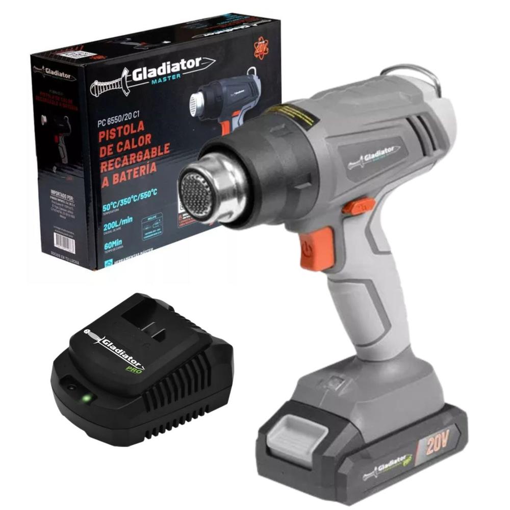Foto 1 | Pistola Calor Gladiator Pc 6550/20 C1 20v + Batería 2.0ah