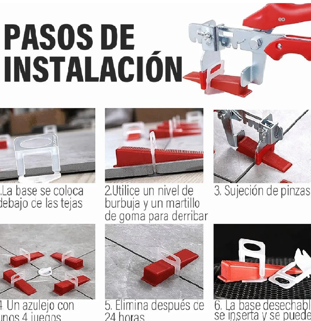 Foto 4 pulgar | Kit Nivelador De Azulejos Baldosas, Naranja Eo Safe Imports
