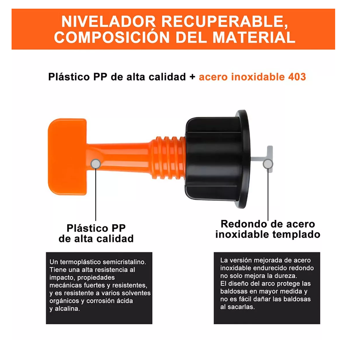 Foto 3 pulgar | Kit Sistema Nivelador Azulejo Reutilizable 251pzs Eo Safe Imports Esi-7250-1 Naranja