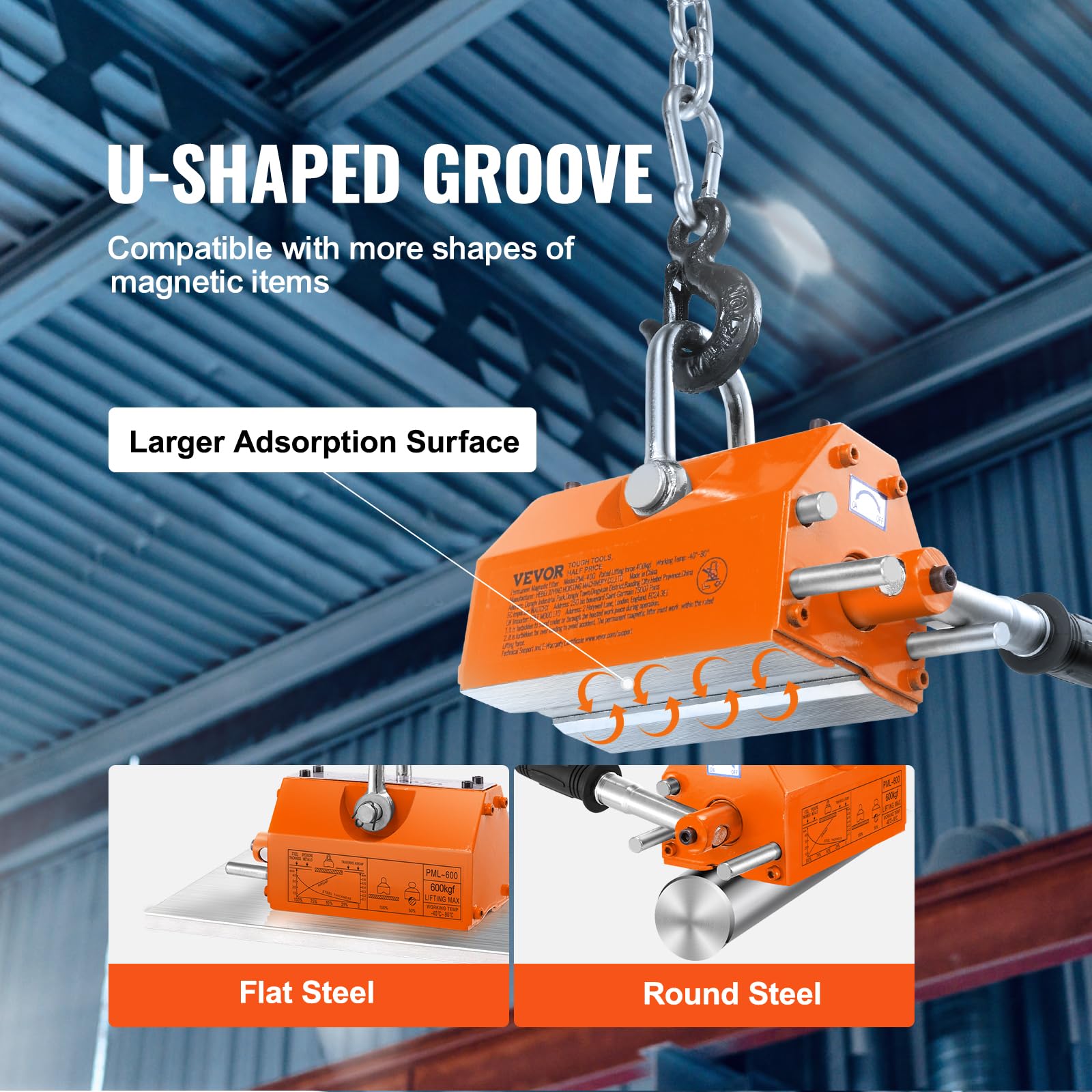 Foto 7 pulgar | Elevador Magnético Vevor Con Capacidad De Tracción De 600 Kg, Acero Neodimio - Venta Internacional.