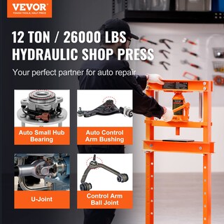Foto 2 | Prensa Hidráulica Para Talleres Vevor De 12 Toneladas/26000 Libras Con Marco En H, Naranja - Venta Internacional.