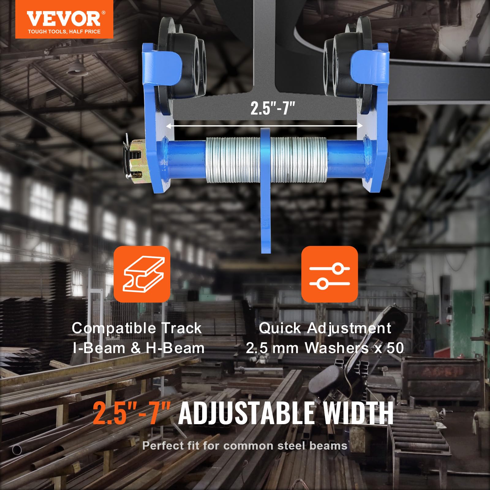 Foto 2 | Carretilla Manual Vevor Con Capacidad De Carga De 2 Toneladas Para I-beam De 2,5 A 7 Pulgadas - Venta Internacional.