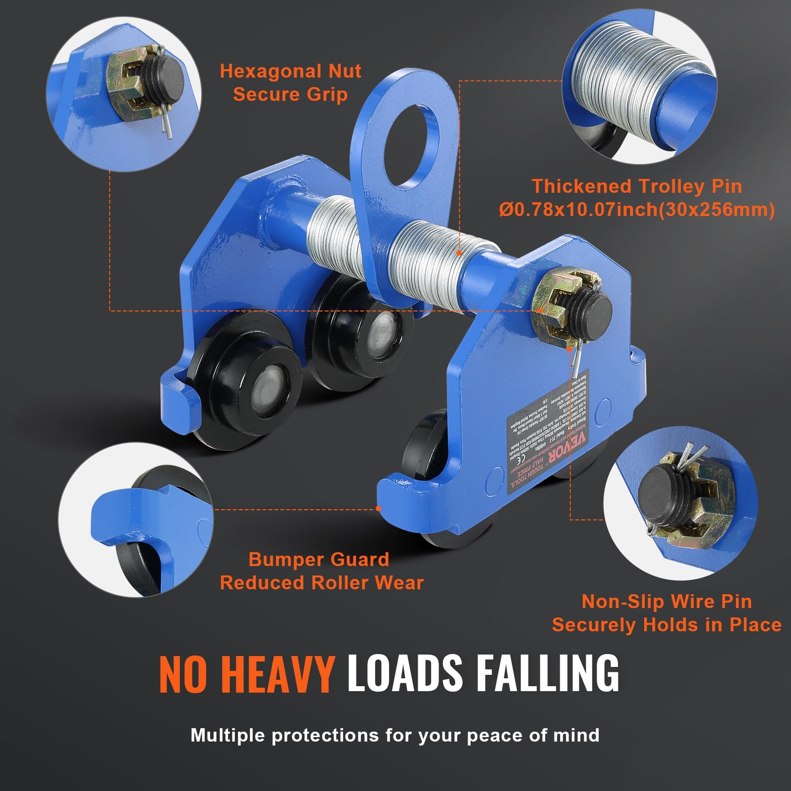 Foto 4 | Carretilla Manual Vevor Con Capacidad De Carga De 2 Toneladas Para I-beam De 2,5 A 7 Pulgadas - Venta Internacional.