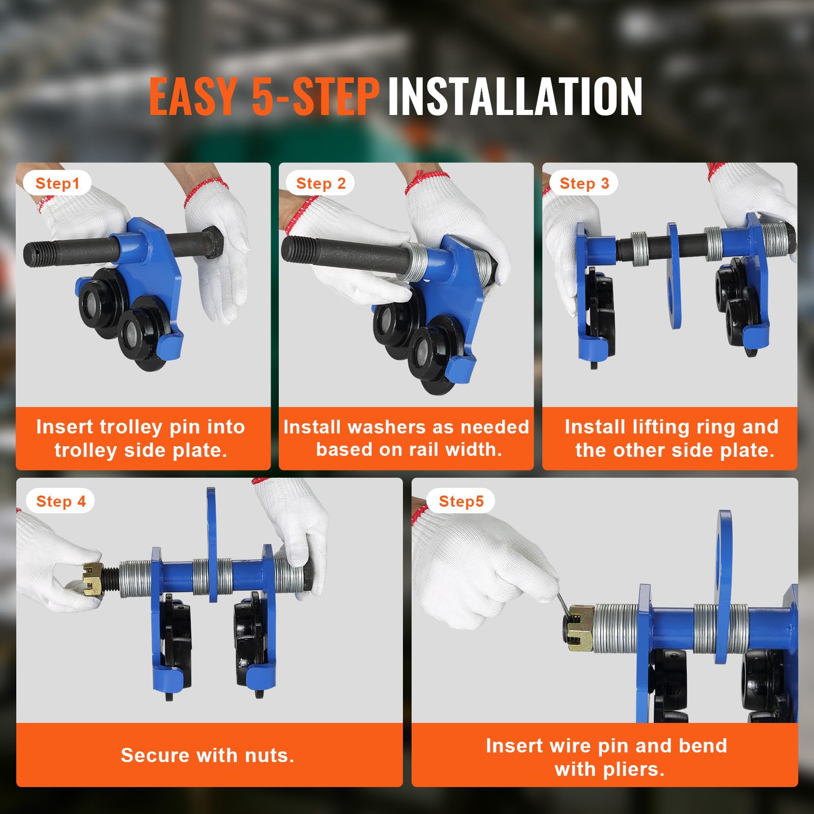 Foto 5 | Carretilla Manual Vevor Con Capacidad De Carga De 2 Toneladas Para I-beam De 2,5 A 7 Pulgadas - Venta Internacional.