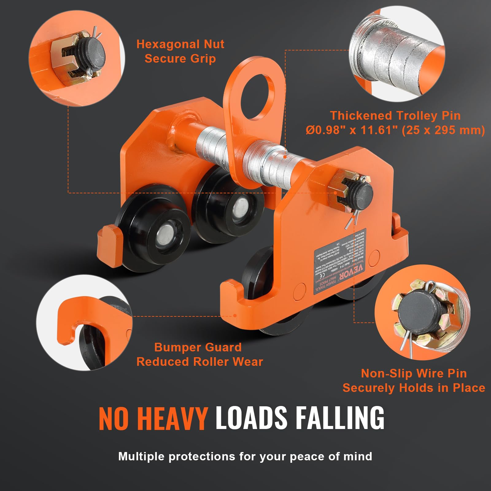 Foto 4 | Carretilla Manual Vevor Con Capacidad De Carga De 1 Tonelada Para I-beam De 2,5 A 8 Pulgadas - Venta Internacional.