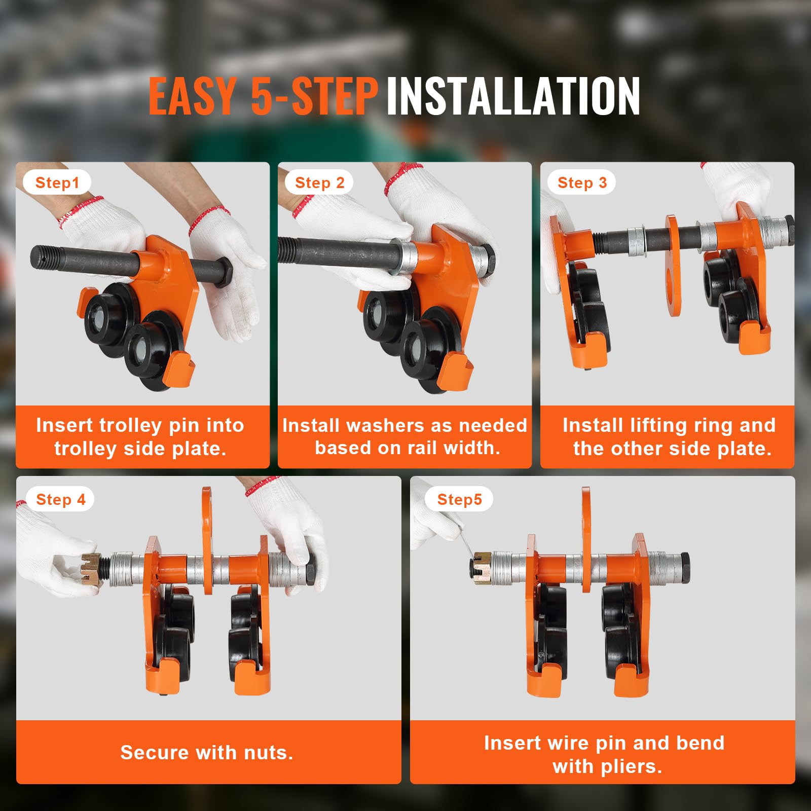 Foto 5 | Carretilla Manual Vevor Con Capacidad De Carga De 5 Toneladas Para I-beam De 4,5 A 8 Pulgadas - Venta Internacional.