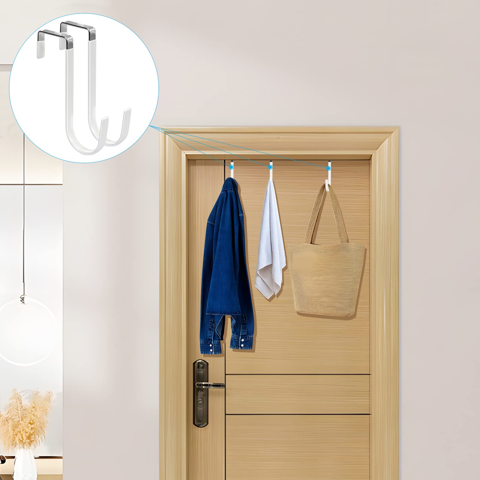 Foto 6 | Ganchos Para Colocar Sobre La Puerta Fyy, Paquete De 8 Colgadores Para Puerta, Metal Blanco - Venta Internacional.