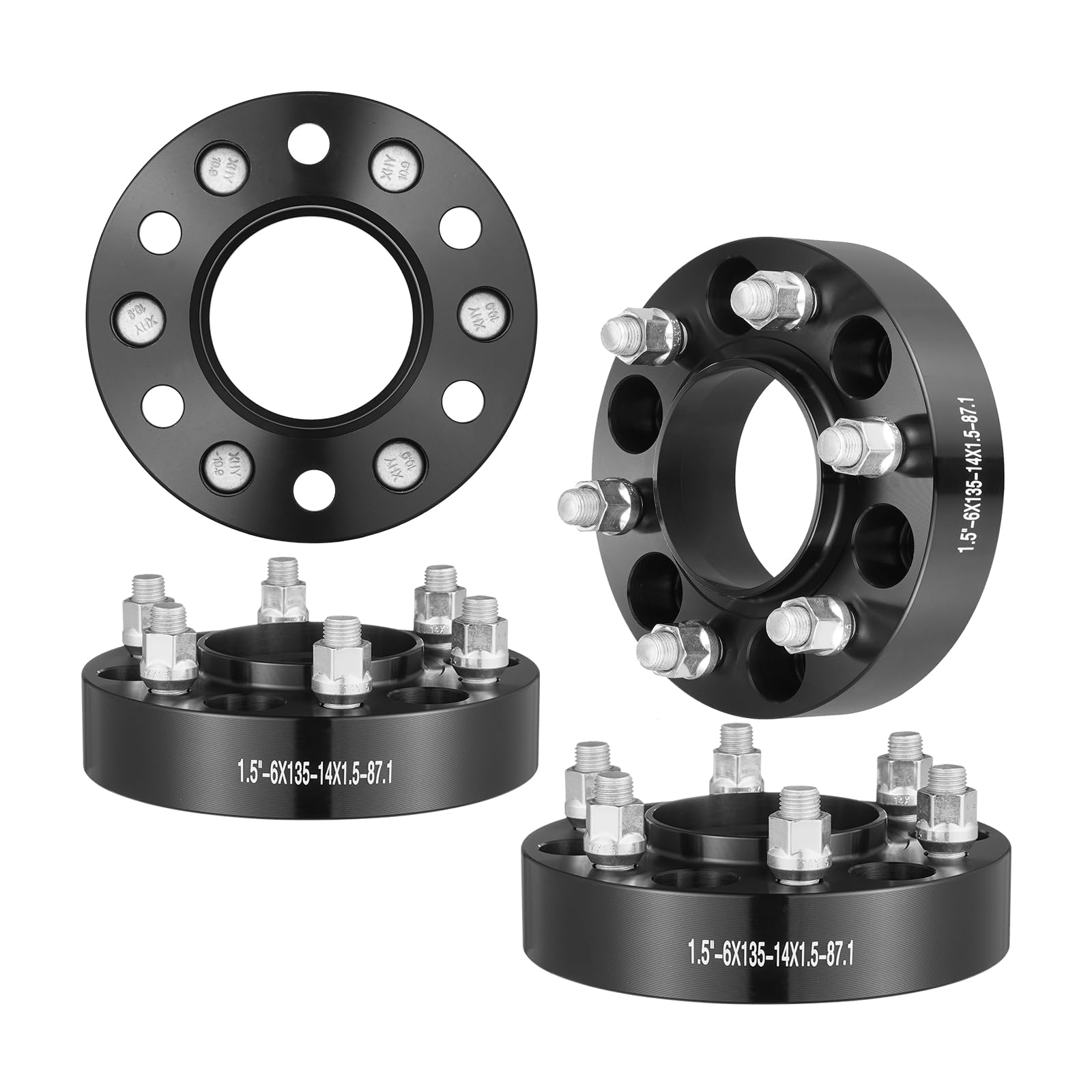 Espaciadores De Ruedas Vevor, 6 X 5,3 (6 X 134 Mm), 1,5 Cm De Grosor, 4 Unidades, Color Negro - Venta Internacional.