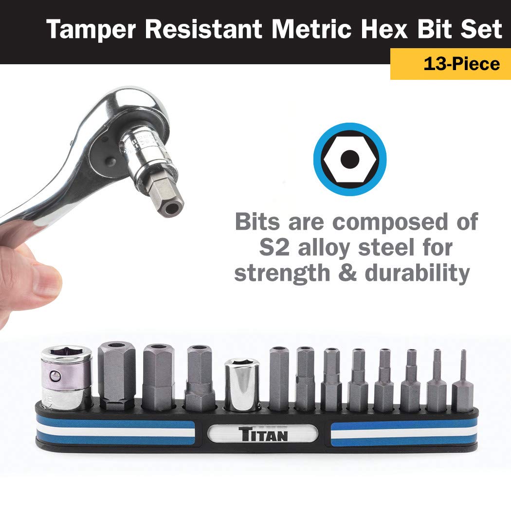 Foto 6 | Juego De Brocas Hexagonales Métricas Resistentes A Manipulaciones Titan 16136, 13 Piezas - Venta Internacional.
