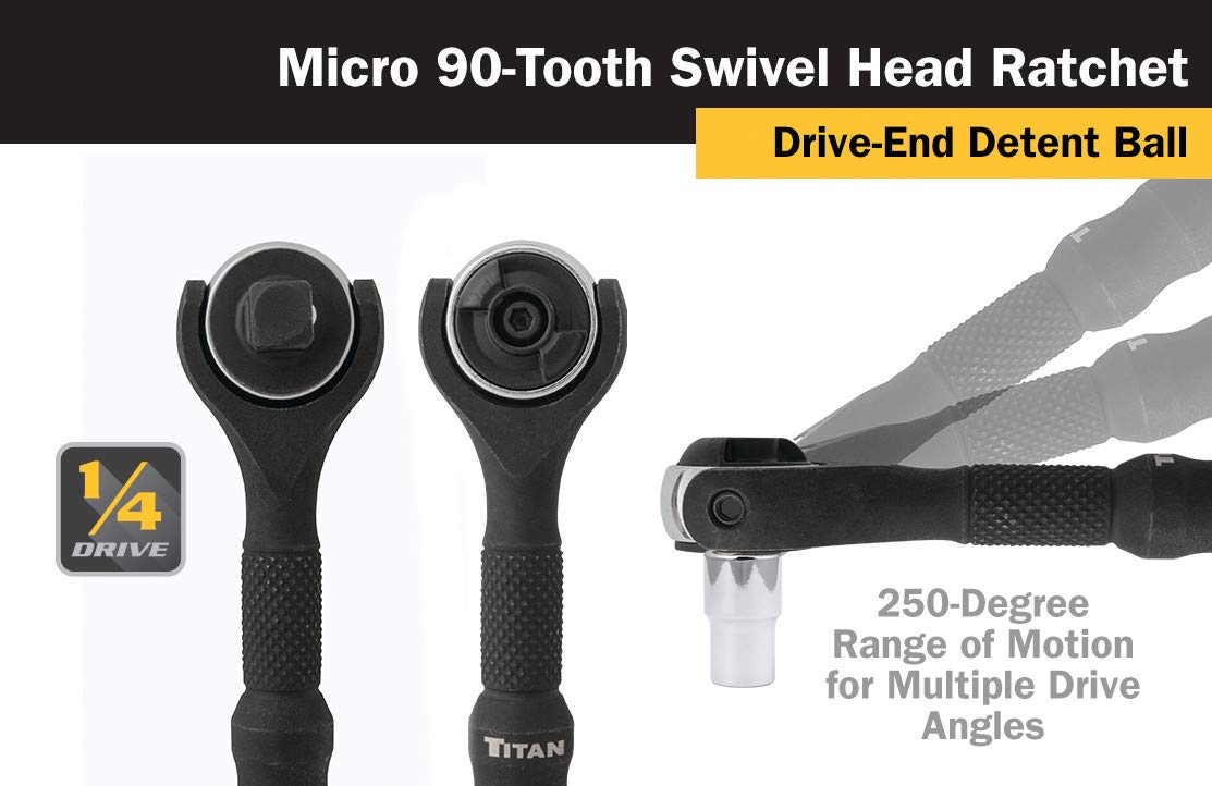 Foto 4 | Ratchet Titan 11313, Disco Giratorio De 1/4 Pulgadas X 4 Pulgadas, Micro 90 Dientes - Venta Internacional.