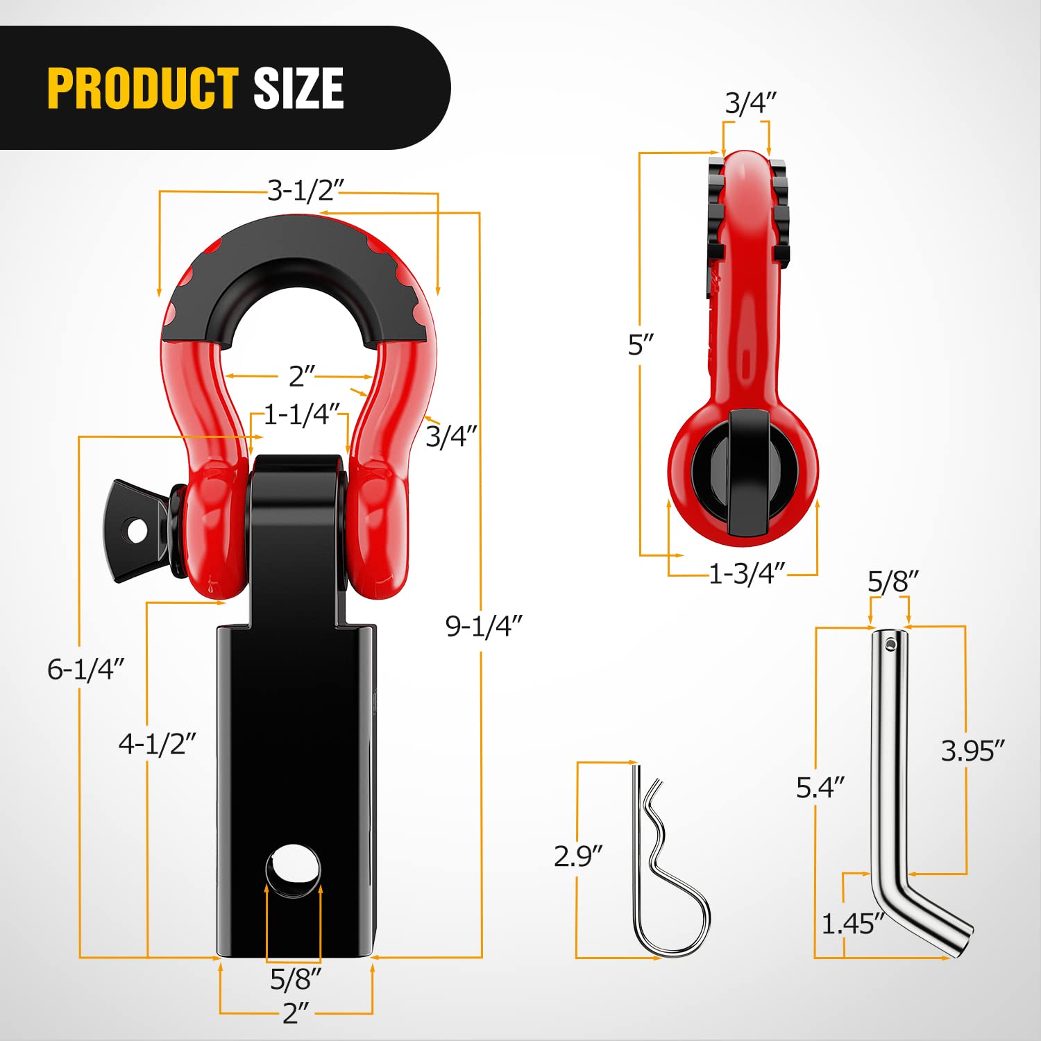 Foto 3 pulgar | Receptor Shackle Hitch Nilight De 2 Pulgadas Y 20.412 Kg Breaking - Venta Internacional.