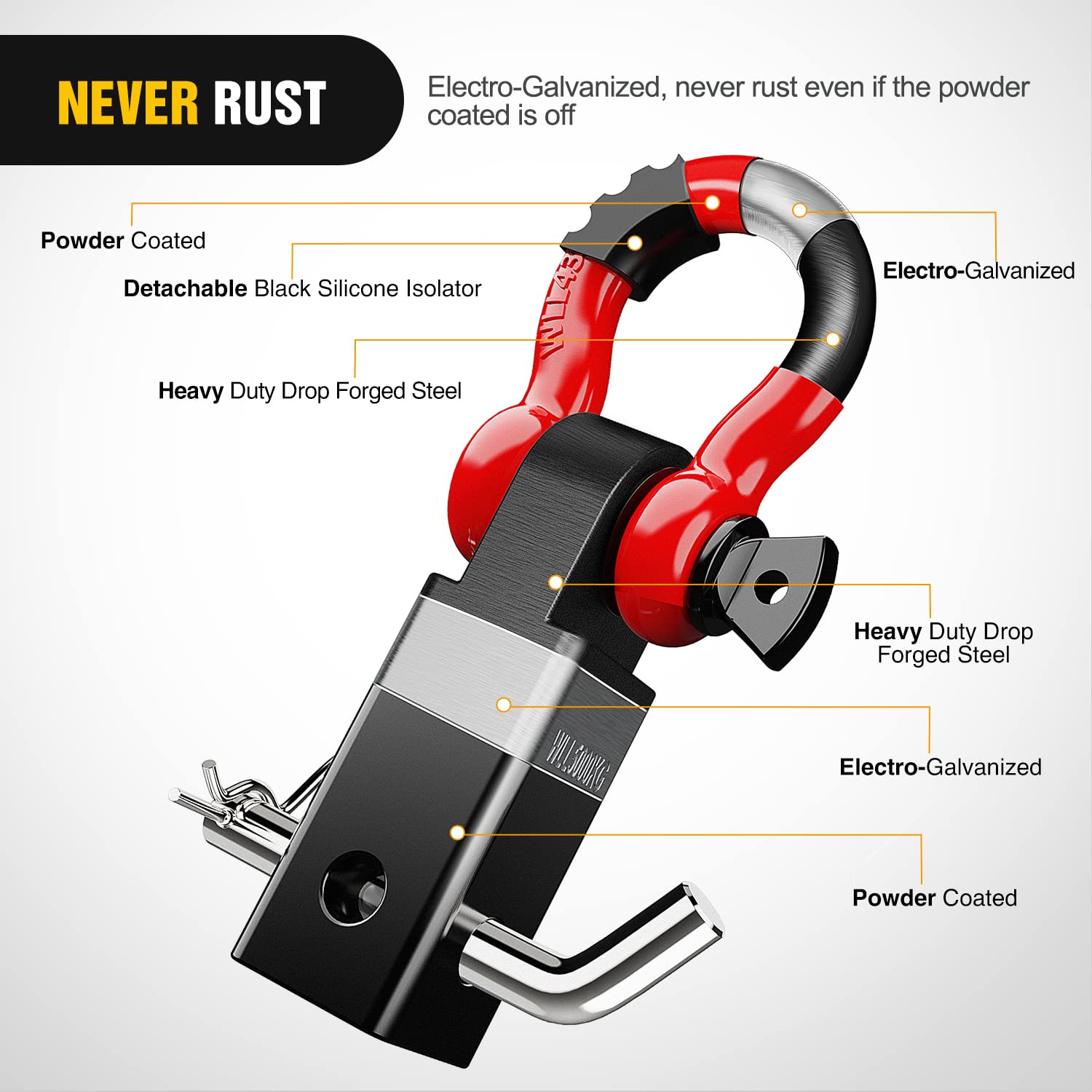Foto 4 pulgar | Receptor Shackle Hitch Nilight De 2 Pulgadas Y 20.412 Kg Breaking - Venta Internacional.