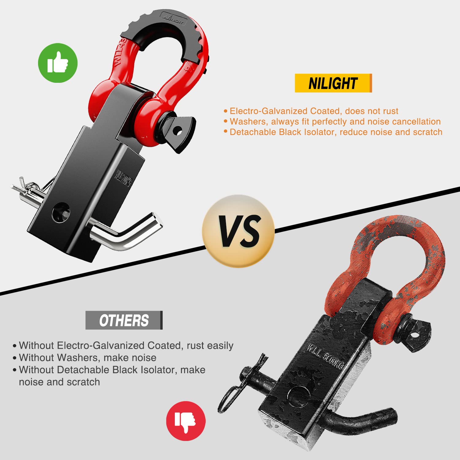 Foto 6 pulgar | Receptor Shackle Hitch Nilight De 2 Pulgadas Y 20.412 Kg Breaking - Venta Internacional.