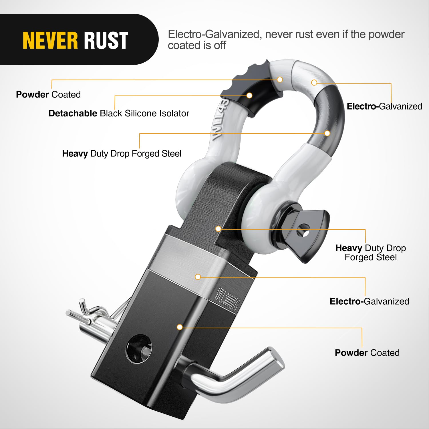 Foto 4 pulgar | Receptor Shackle Hitch Nilight De 2 Pulgadas Y 20.412 Kg Breaking - Venta Internacional.