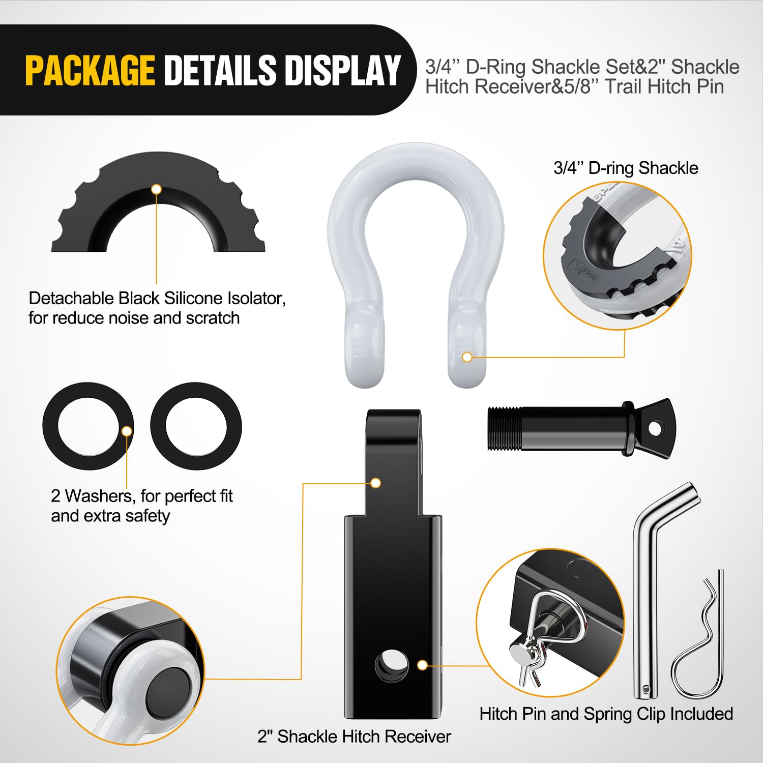 Foto 5 pulgar | Receptor Shackle Hitch Nilight De 2 Pulgadas Y 20.412 Kg Breaking - Venta Internacional.
