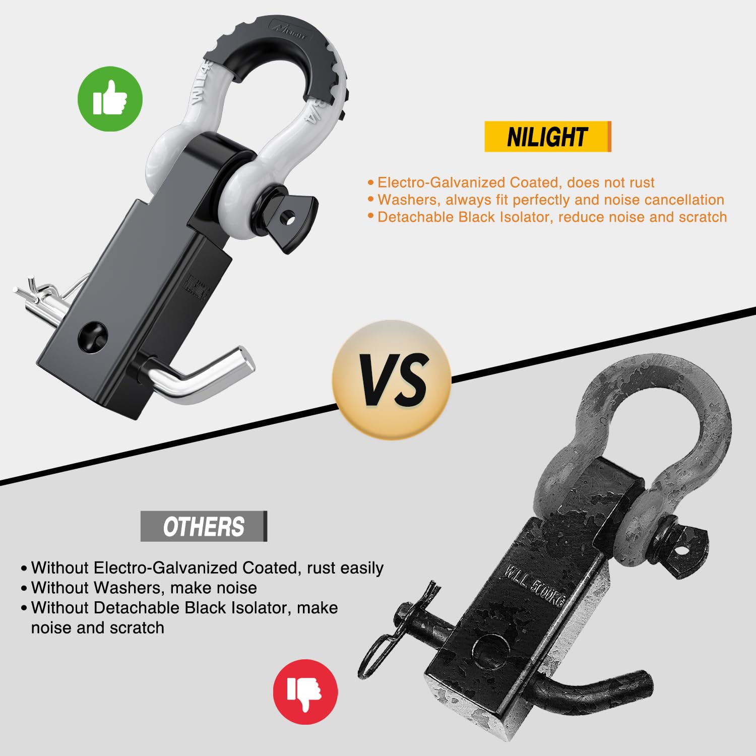 Foto 6 pulgar | Receptor Shackle Hitch Nilight De 2 Pulgadas Y 20.412 Kg Breaking - Venta Internacional.
