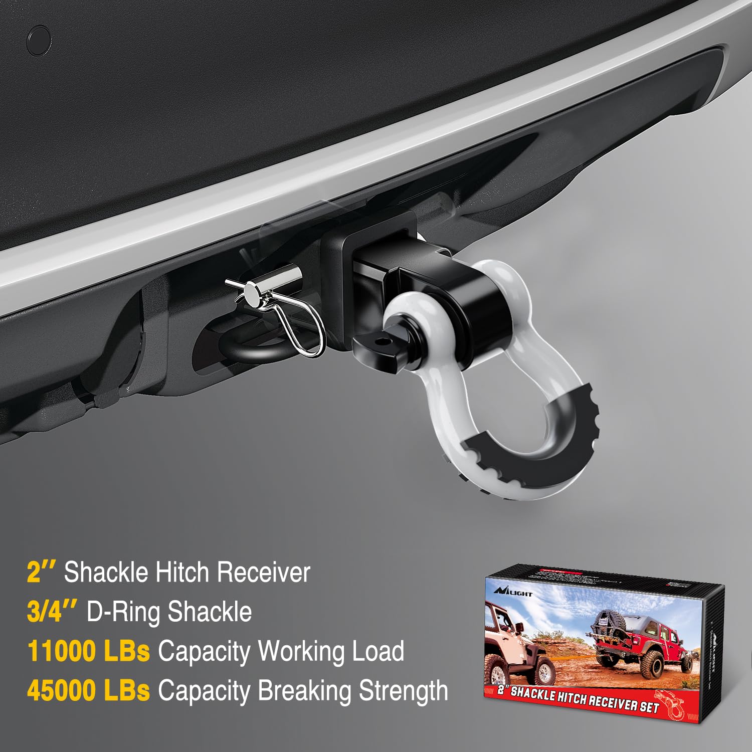 Foto 7 pulgar | Receptor Shackle Hitch Nilight De 2 Pulgadas Y 20.412 Kg Breaking - Venta Internacional.