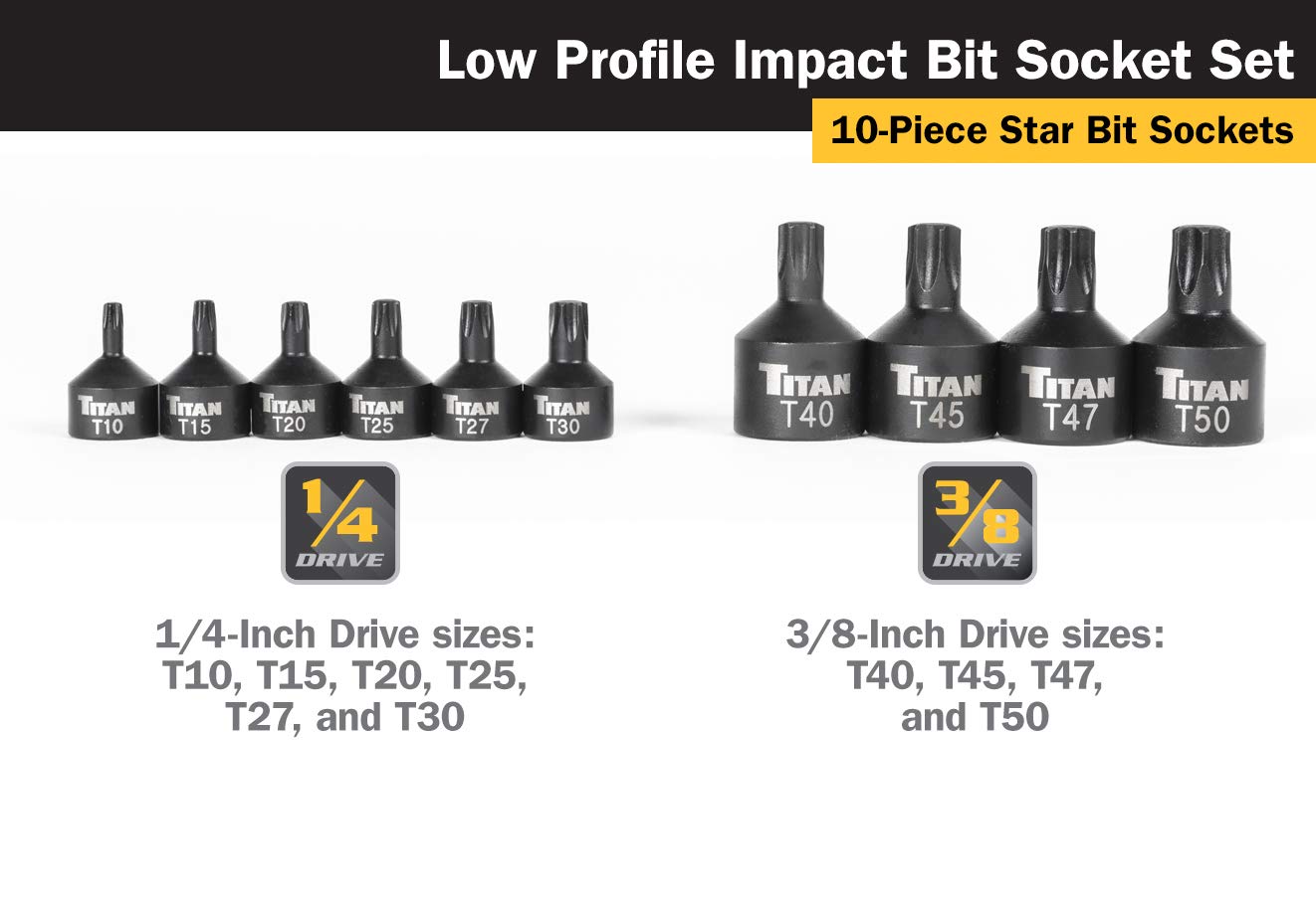 Foto 2 | Set De Brocas Titan 16142 Impact Star De Perfil Bajo, 10 Piezas - Venta Internacional.
