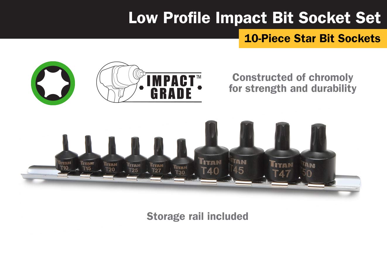Foto 4 pulgar | Set De Brocas Titan 16142 Impact Star De Perfil Bajo, 10 Piezas - Venta Internacional.