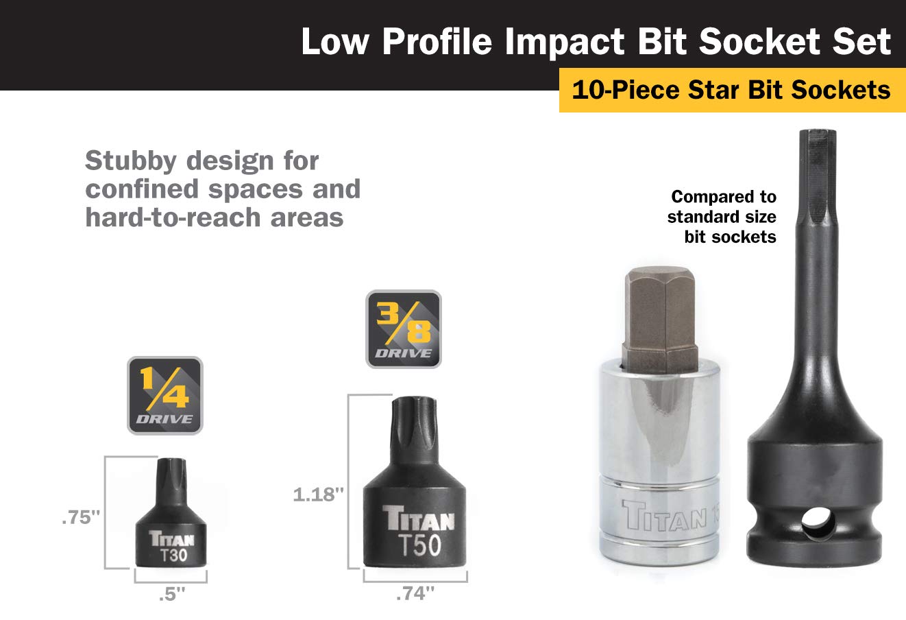Foto 5 pulgar | Set De Brocas Titan 16142 Impact Star De Perfil Bajo, 10 Piezas - Venta Internacional.