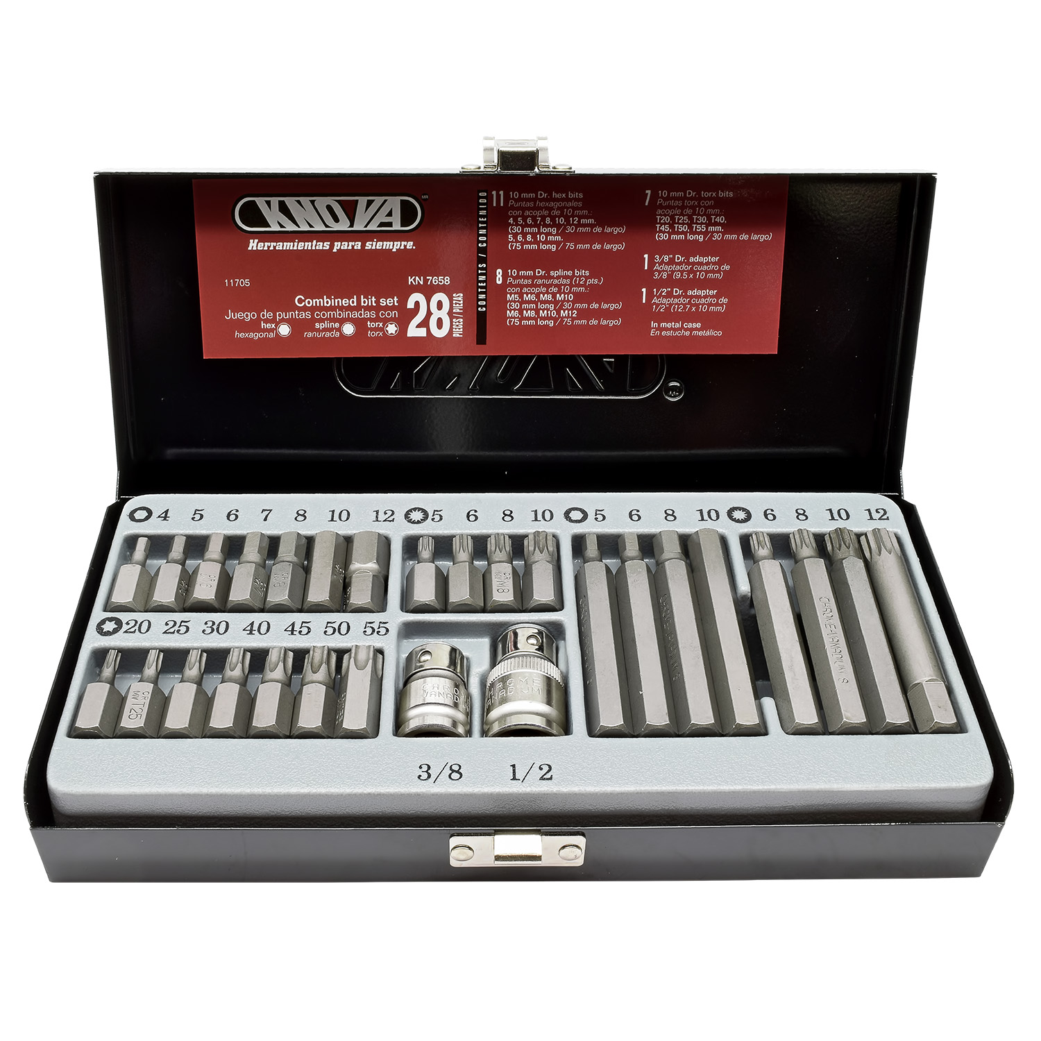 Juego de Puntas Combinadas Allen Torx y Ran con 28 Piezas