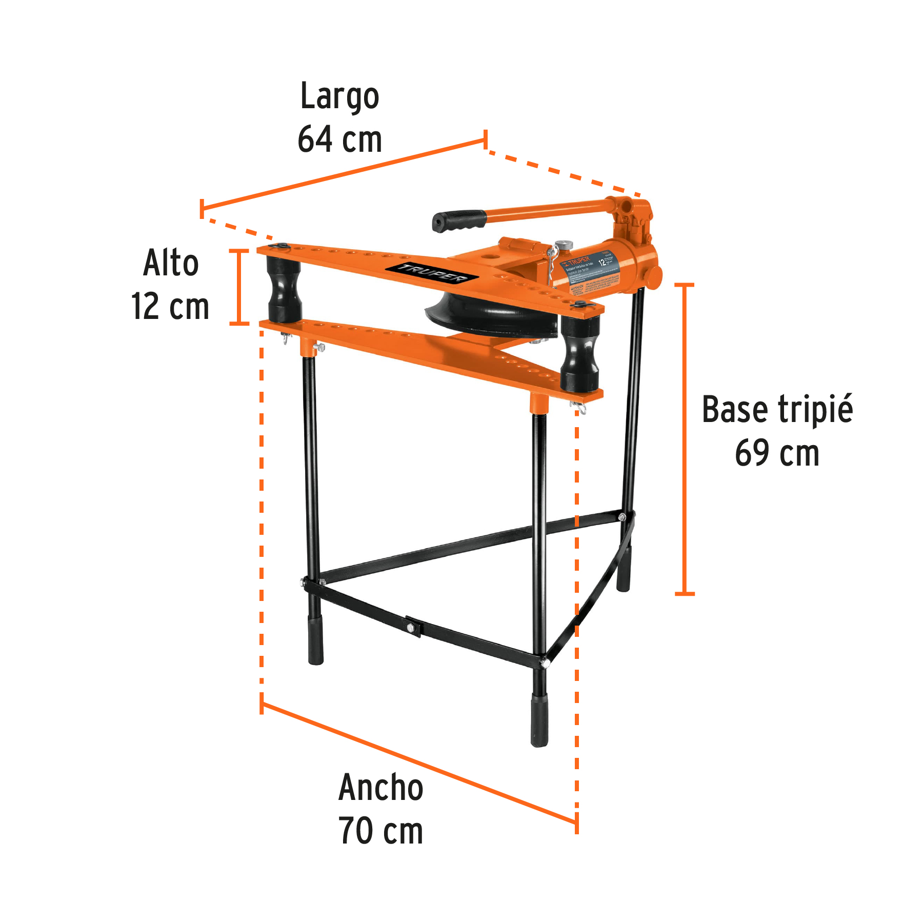 Foto 3 | Doblador Horizontal de Tubo Hidráulico Truper Dth/12x color Naranja 12 Ton