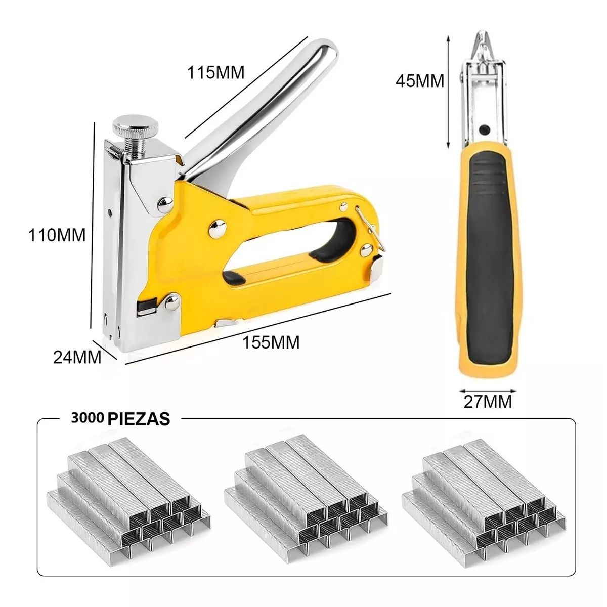 Foto 3 pulgar | Engrapadoras Tipo Pistola + 3000 Grapas para Tapicería Kits Eo Safe Imports Esi-13133 Amarillo