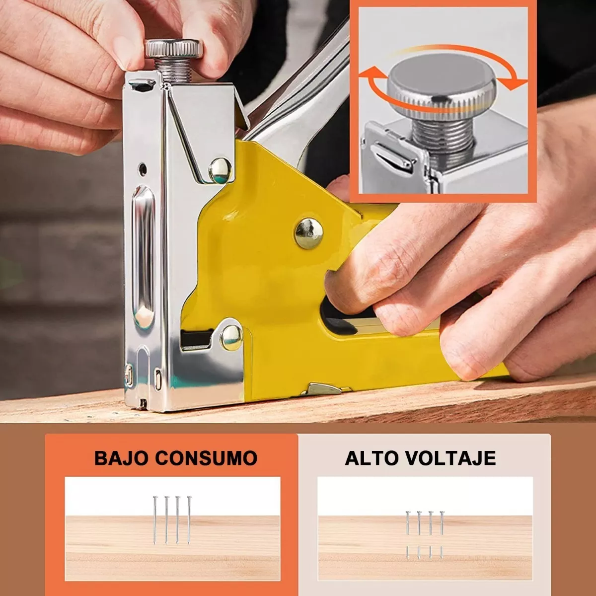 Foto 4 pulgar | Engrapadoras Tipo Pistola + 3000 Grapas para Tapicería Kits Eo Safe Imports Esi-13133 Amarillo