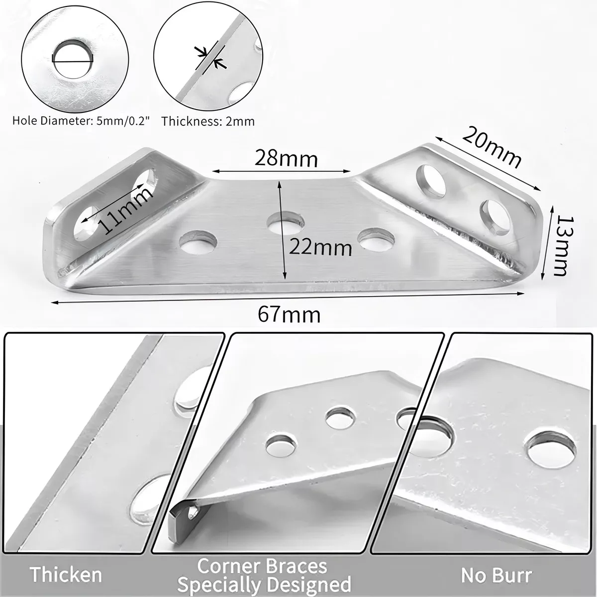 Foto 4 pulgar | Conector Universal de Esquina de Acero Inoxidable Eo Safe Imports Esi-16545 Plateado para Muebles 20 piezas