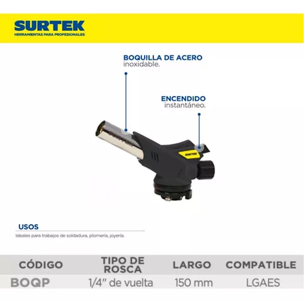 Foto 2 | Boquilla Para Lata De Gas Encendido Eléctrico Soplete Surtek