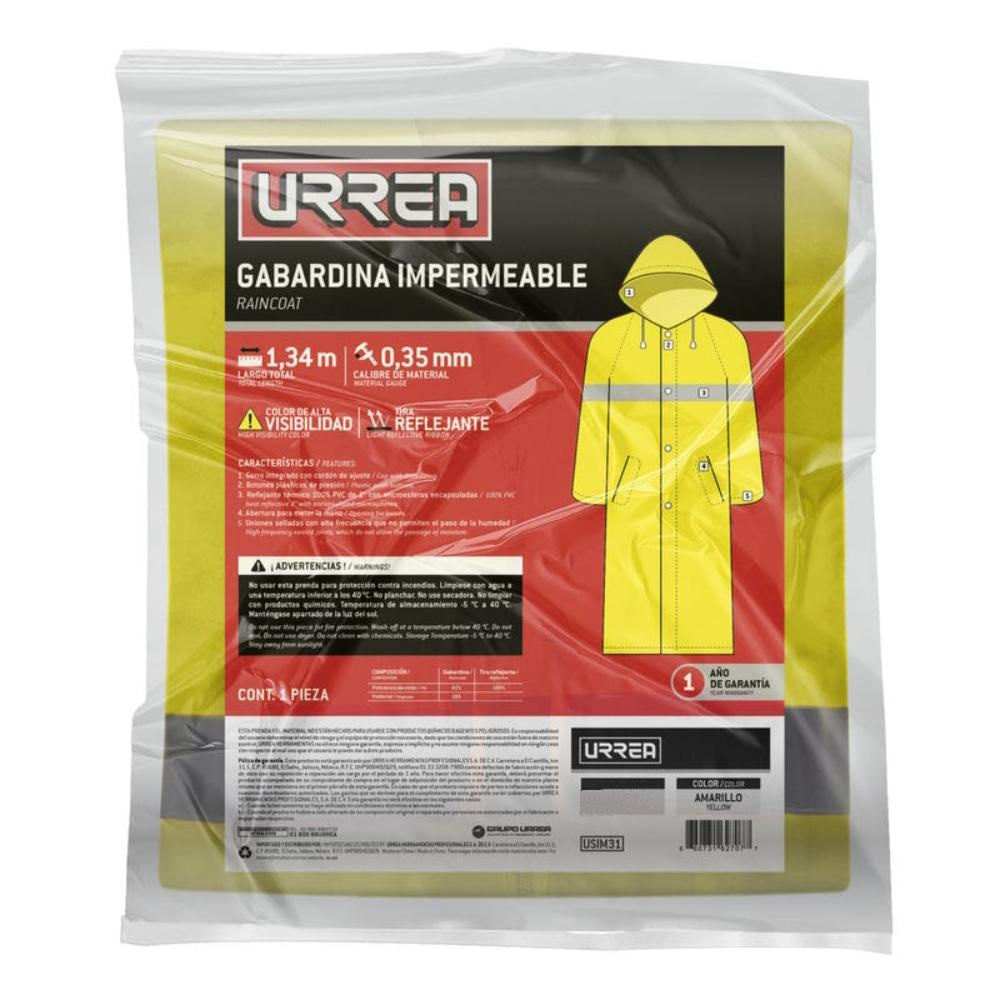 Foto 3 pulgar | Gabardina Impermeable Con Reflejante Térmico Urrea Amarillo