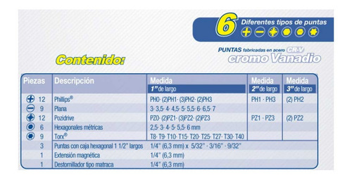 Foto 2 | Juego 53 Puntas Intercambiables Destornillador Surtek