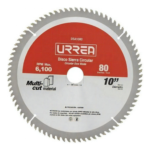 Foto 1 | Disco Sierra Circular Corte 10 Pulg 80 Dientes Urrea Dsa1080