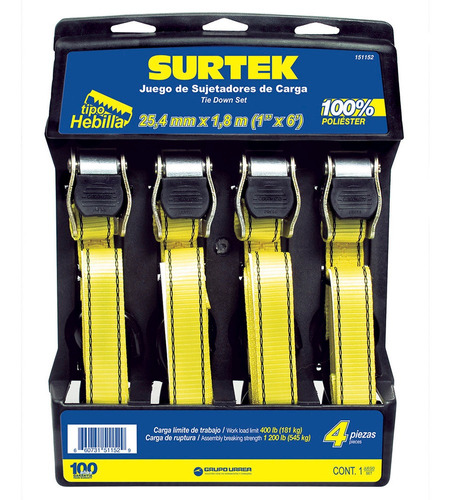 Foto 1 | Juego 4 Sujetadores 1pulg 25.4mm Hebilla Poliéster Surtek