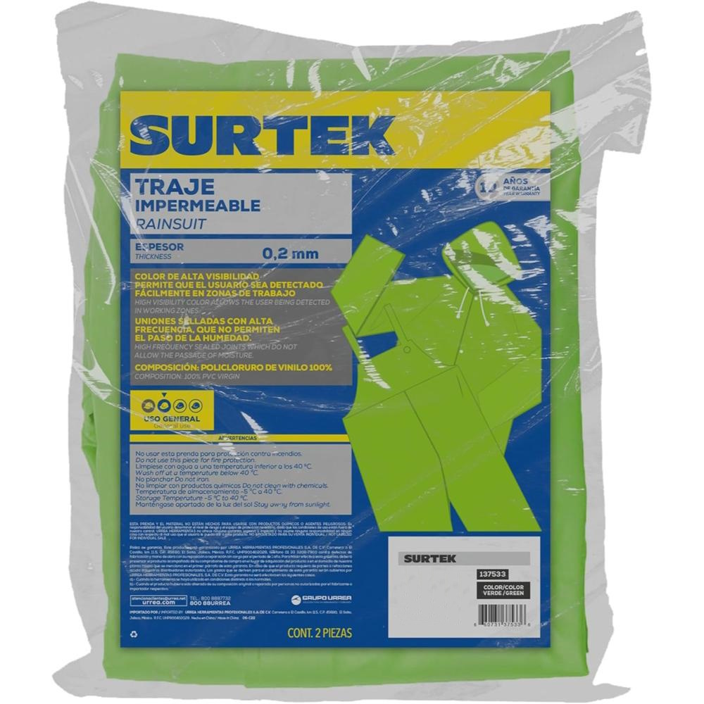 Foto 3 pulgar | Traje Impermeable De Alta Visibilidad 2 Piezas Surtek Verde