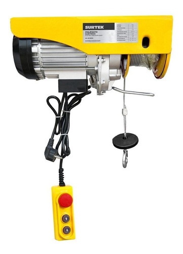 Foto 2 pulgar | Polipasto Eléctrico Industrial 0.4ton Uso Carga Libre Surtek