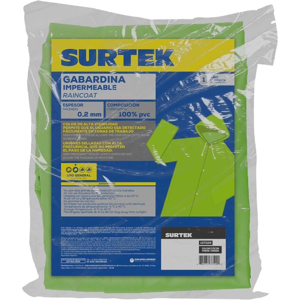 Foto 3 pulgar | Gabardina Impermeable Alta Visibilidad Pvc Verde Surtek