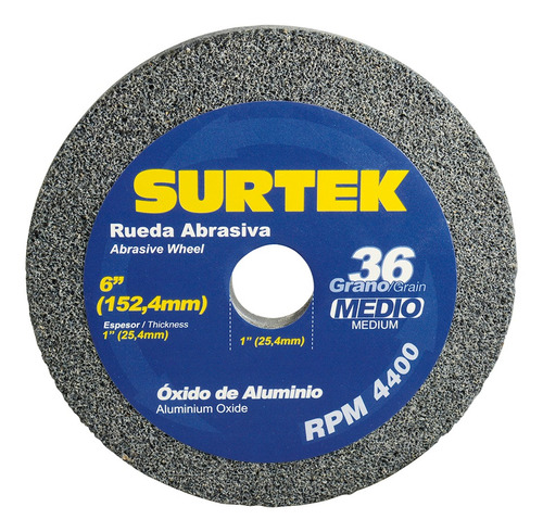 Foto 2 pulgar | Rueda Abrasiva Óxido De Aluminio 6x1pulg Grano 36 Surtek